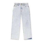 Ganni Acid Wash Cropped Jeans Blue, Dam