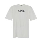 A.p.c. Mesh Bomull Logo Print T-Shirt White, Herr