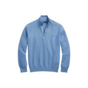 Polo Ralph Lauren Honeycomb Cotton Half-Zip Sweater Blue, Herr