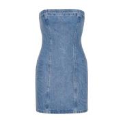 Rotate Birger Christensen Rhinestone Denim Klänning - Ljusblå Blue, Da...