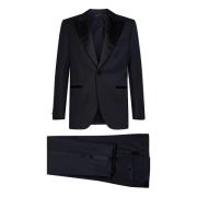 Brioni Blå Silke Peak Revers Blazer Klänning Blue, Herr