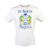 Saint Barth Tequila Print Vit Bomull T-shirt White, Herr