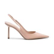 Le Silla Patent Finish Pointed Toe Slingback Heels Beige, Dam