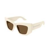 Alexander McQueen Ivory Brown Solglasögon Am0448S 004 Beige, Unisex