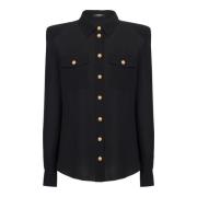 Balmain Crepe de chine skjorta Black, Dam