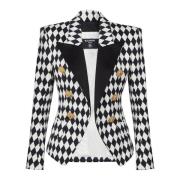 Balmain 6-knapps Diamond crêpe-jacka Black, Dam