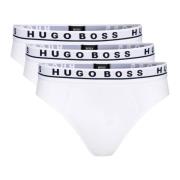 Hugo Boss 3-Pack Stretch Bomull Logo Midjeband Briefs White, Herr