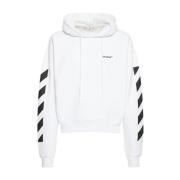 Off White Vit hoodie med diagonalt mönster White, Herr