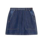 Max Mara Weekend Linne Bermuda Shorts med Retro Design Blue, Dam