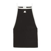 Courrèges Ribbstickad Tank Top med Kontrast Trim Black, Dam