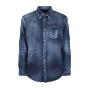 Dsquared2 70-tals Leaf Denim Skjorta Blue, Herr