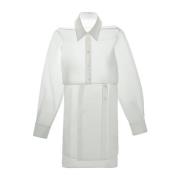 Helmut Lang Vit Bomullsskjortklänning med Slitsdetalj White, Dam