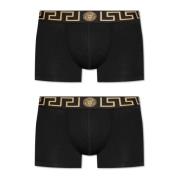 Versace Tvåpack boxershorts med logotyp Black, Herr