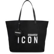 Dsquared2 Icon Nylon Tote med Läderdetaljer Black, Dam