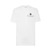 Philipp Plein Herr Vit Logotyp T-Shirt White, Herr