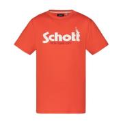 Schott NYC Bomull Logo TShirt Orange Tryck Orange, Herr