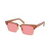 Miu Miu Brun Ram Rosa Linser Solglasögon Brown, Unisex