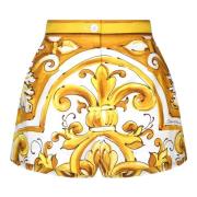 Dolce & Gabbana Majolica Print High-Waisted Shorts Multicolor, Dam