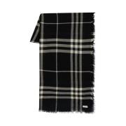 Burberry Rutig Ullsjal i Svart Black, Unisex