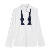 Max Mara Vit Bomullsskjorta med Fluga White, Dam