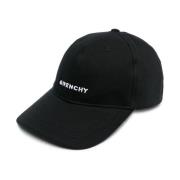 Givenchy Svart Broderad Logotyp Böjd Topp Hatt Black, Herr