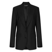 Dolce & Gabbana Svart Ull Peak Revers Blazer Black, Dam