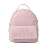 Love Moschino Glitter Logo Syntetisk Läder Ryggsäck Pink, Dam