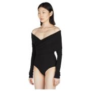 Paris Georgia Rynkad V-ringad Bodysuit Black, Dam