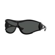 Versace Stiliga svarta solglasögon med mörkgrå linser Black, Unisex