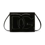 Dolce & Gabbana Svart DG Logo Läder Axelväska Black, Dam