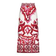 Dolce & Gabbana Fuchsia Silkeskjol med Maiolica Print Pink, Dam