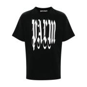 Palm Angels Gothic Logo Print T-shirts och Polos Black, Herr