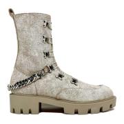 Christian Louboutin Beige Glitter Ankelboots Aw22 Beige, Dam