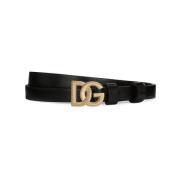 Dolce & Gabbana Designer Bälten med Guldtonat Logotyp Black, Dam