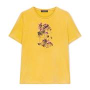 Elena Mirò Broderad T-shirt med pärlor Yellow, Dam