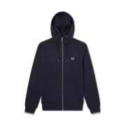 Fred Perry Navy Hoodie med Dragkedja Blue, Herr