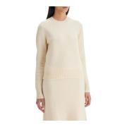 Jil Sander Borstad Ull Crewneck Pullover Beige, Dam