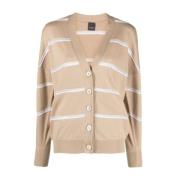 Lorena Antoniazzi Vit Stickad Kofta Casual Stil Beige, Dam