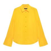 Elena Mirò Bomullspoplin skjorta med utsvängda manschetter Orange, Dam