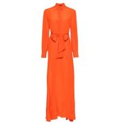 Kiton Orange Silke Maxi Klänning A-linje Orange, Dam