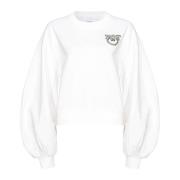 PINKO Love Birds Broderad Boxy Sweatshirt Vit White, Dam