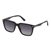 Tom Ford Stiliga solglasögon i blank svart/grå Black, Herr