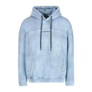 Emporio Armani Denim Sweatshirt med Huva och Logotyp Blue, Herr