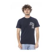 Cavalli Class Blå Logo Print Bomull T-Shirt Blue, Herr