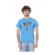 Cavalli Class Logo Print Crew Neck T-Shirt Blue, Herr