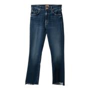 Mother Lyxiga Cropped Step Frey Jeans Blue, Dam