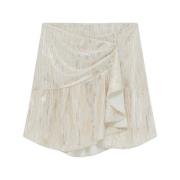 IRO Ruffled Lurex Miniskirt in Off White Beige, Dam