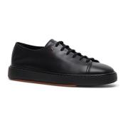 Santoni Läder Sneaker för Män Black, Herr