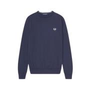 Fred Perry Klassisk Crew Neck Ullblandad Tröja Blue, Herr