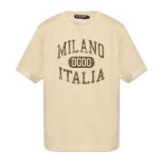 Dolce & Gabbana Tryckt T-shirt Beige, Herr